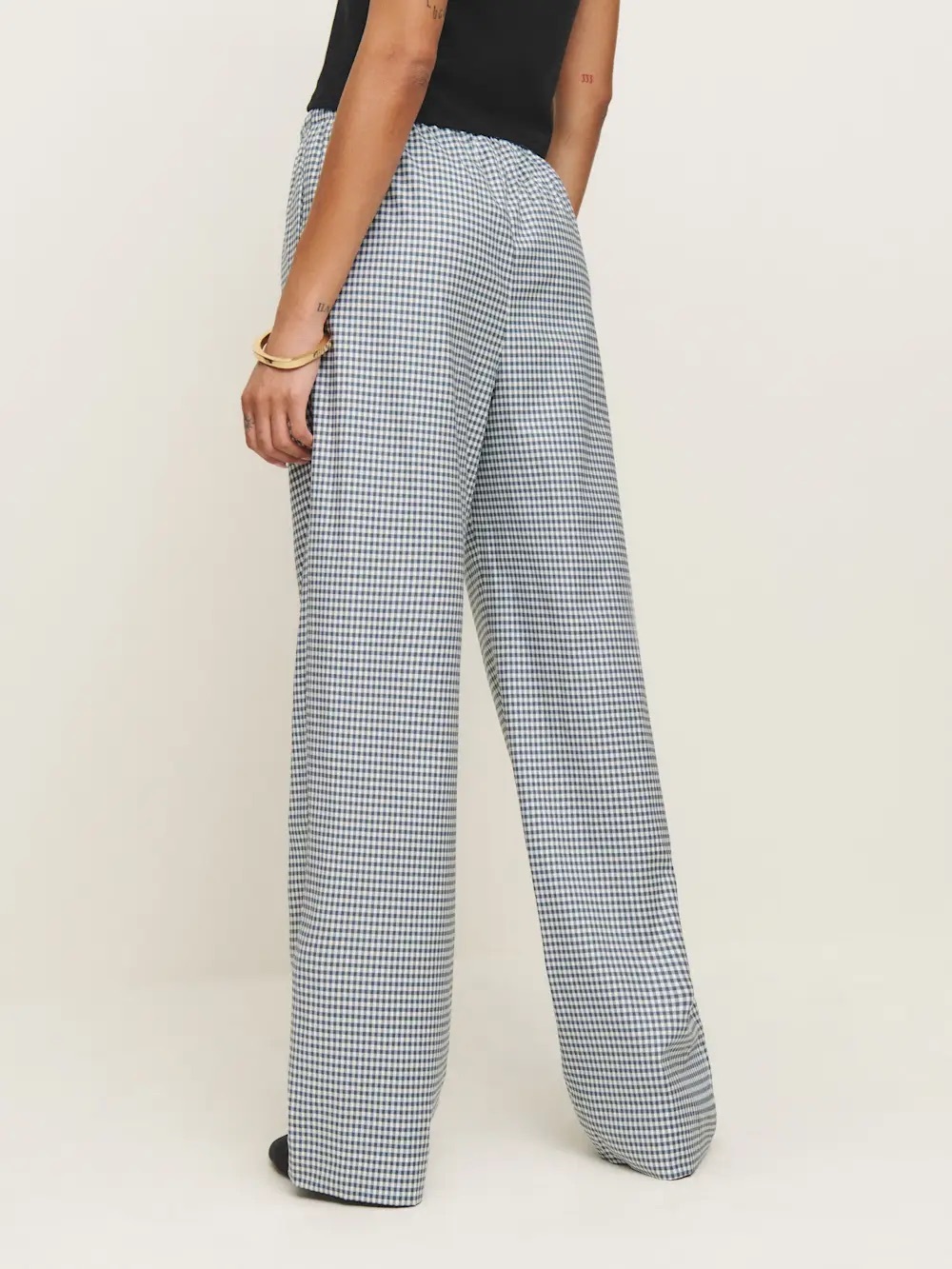 Reformation Micah Poplin Pant - Slate Check - Picture 3 of 3